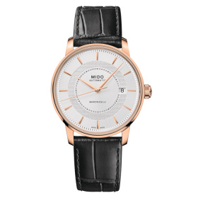 Montre Mido Baroncelli Signature 39mm Cadran Argent Bracelet Cuir Noir