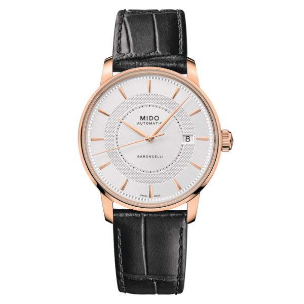 Montre Mido Baroncelli Signature 39mm Cadran Argent Bracelet Cuir Noir