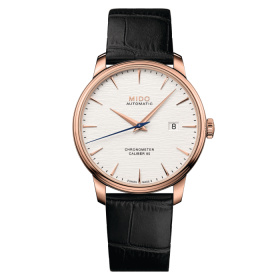 Montre Mido Baroncelli Chronometer 40mm Cadran Argent Bracelet Cuir Noir
