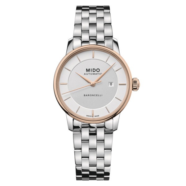 Montre Mido Baroncelli Signature Lady 30mm Cadran Argent Bracelet Acier inoxydable Gris