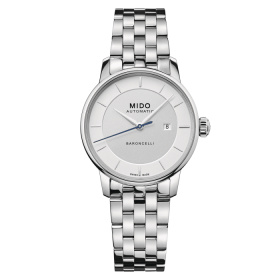 Montre Mido Baroncelli Signature Lady 30mm Cadran Argent Bracelet Acier inoxydable Gris