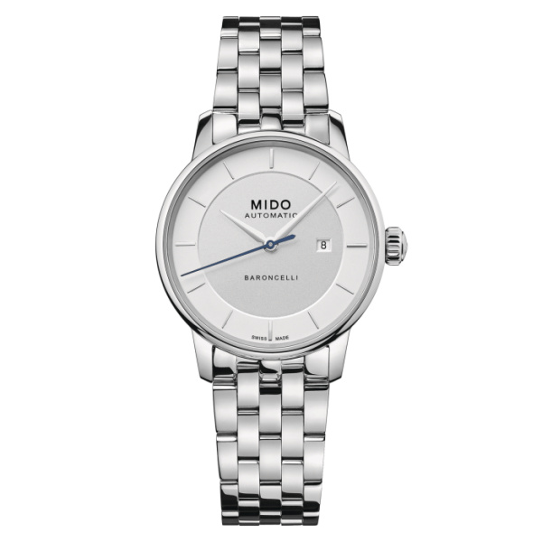 Montre Mido Baroncelli Signature Lady 30mm Cadran Argent Bracelet Acier inoxydable Gris