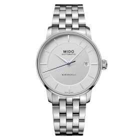 Montre Mido Baroncelli Signature Gent 39mm Cadran Argent Bracelet Acier inoxydable Gris
