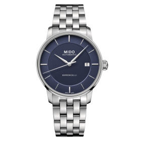 Montre Mido Baroncelli Signature Gent 39mm Cadran Bleu Bracelet Acier inoxydable Gris