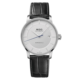 Montre Mido Baroncelli Signature Gent 39mm Cadran Argent Bracelet Cuir Noir