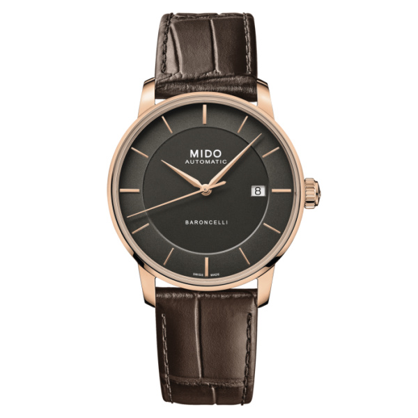 Montre Mido Baroncelli Signature Gent 39mm Cadran Anthracite Bracelet Cuir Brun