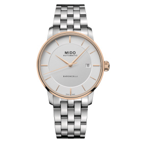 Montre Mido Baroncelli Signature Gent 39mm Cadran Argent Bracelet Acier inoxydable Gris