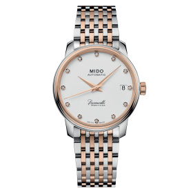 Montre Mido Baroncelli Heritage Lady 33mm Cadran Blanc Bracelet Acier inoxydable PVD rose