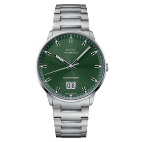Montre Mido Commander Big Date 42mm Cadran Vert Bracelet Acier inoxydable Gris