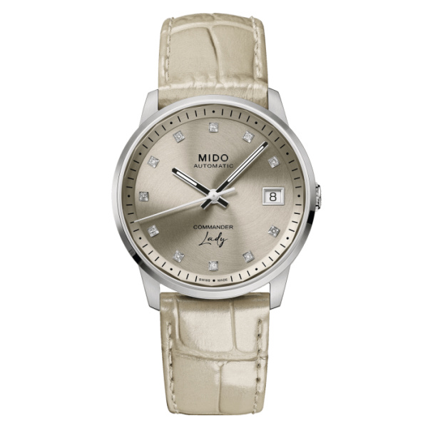 Montre Mido Commander Lady 35mm Cadran Brun Bracelet Cuir Brun