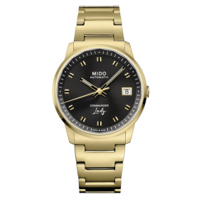 Montre Mido Commander Lady 35mm Cadran Noir Bracelet Acier inoxydable Or jaune