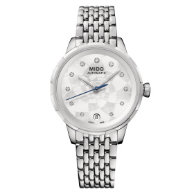 Montre Mido Rainflower 34mm Cadran Nacre blanche Bracelet Acier inoxydable Gris