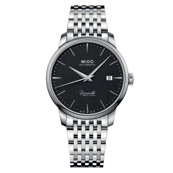 Montre Mido Baroncelli Heritage 39mm Cadran Noir Bracelet Acier inoxydable Gris
