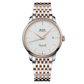 Montre Mido Baroncelli Heritage 39mm Cadran Blanc Bracelet Acier inoxydable PVD rose