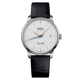 Montre Mido Baroncelli Heritage 39mm Cadran Blanc Bracelet Cuir Noir
