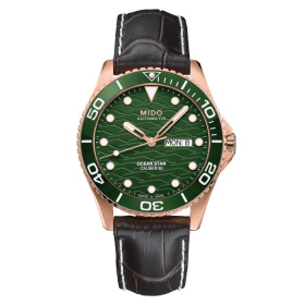 Montre Mido Ocean Star 200C 42,5mm Cadran Vert Bracelet Cuir Brun