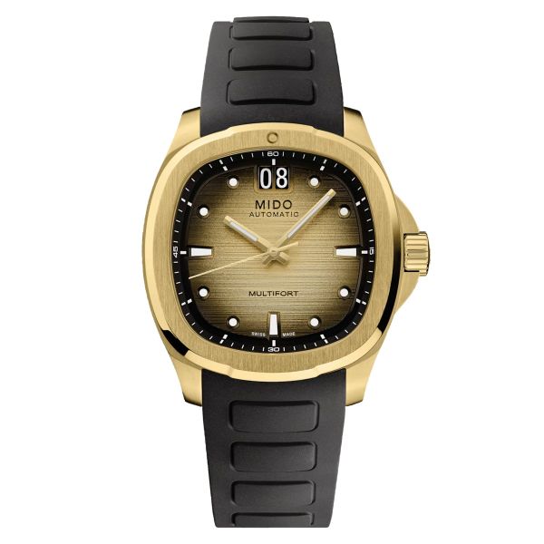 Montre Mido Multifort TV Big Date 40mm Cadran Champagne Bracelet Acier inoxydable Doré