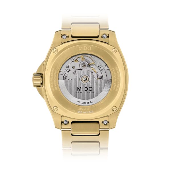 Montre Mido Multifort TV Big Date 40mm Cadran Champagne Bracelet Acier inoxydable Doré