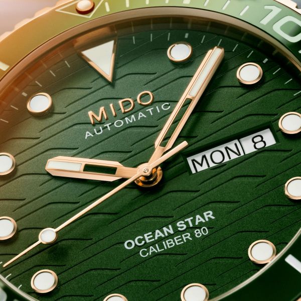 Montre Mido Ocean Star 200C 42,5mm Cadran Vert Bracelet Cuir Brun