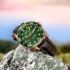 Montre Mido Ocean Star 200C 42,5mm Cadran Vert Bracelet Cuir Brun