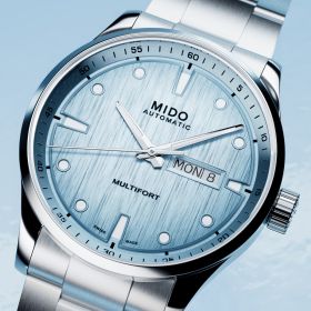 Montre Mido Multifort M Freeze 42mm Cadran Dégradé bleu Bracelet Acier inoxydable Gris