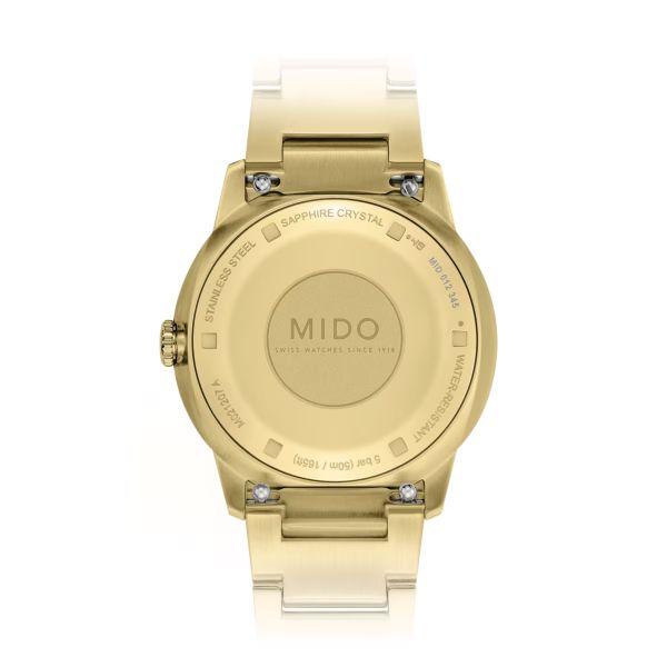 Montre Mido Commander Lady 35mm Cadran Noir Bracelet Acier inoxydable Or jaune