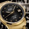 Montre Mido Commander Lady 35mm Cadran Noir Bracelet Acier inoxydable Or jaune