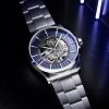 Montre Mido Multifort Skeleton Vertigo 42mm Cadran Bleu Bracelet Acier inoxydable Gris