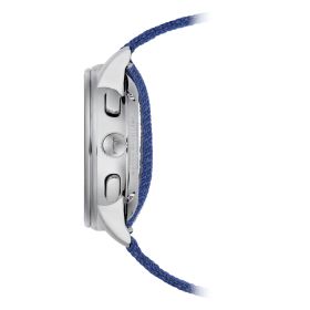 Montre Mido Baroncelli Chronograph Moonphase 42mm Cadran Argent Bracelet Cuir Bleu