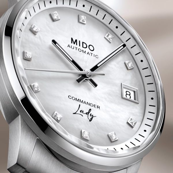 Montre Mido Commander Lady 35mm Cadran Brun Bracelet Cuir Brun