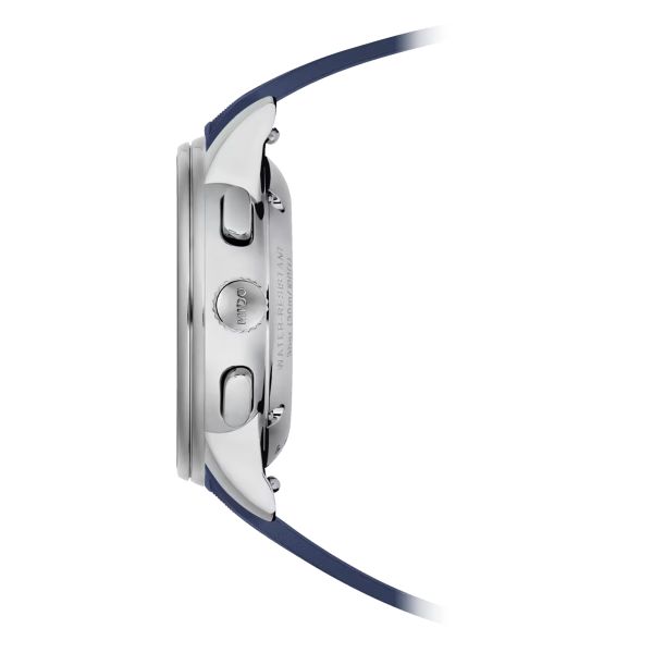 Montre Mido Baroncelli Chronograph Moonphase 42mm Cadran Bleu Bracelet Caoutchouc Bleu