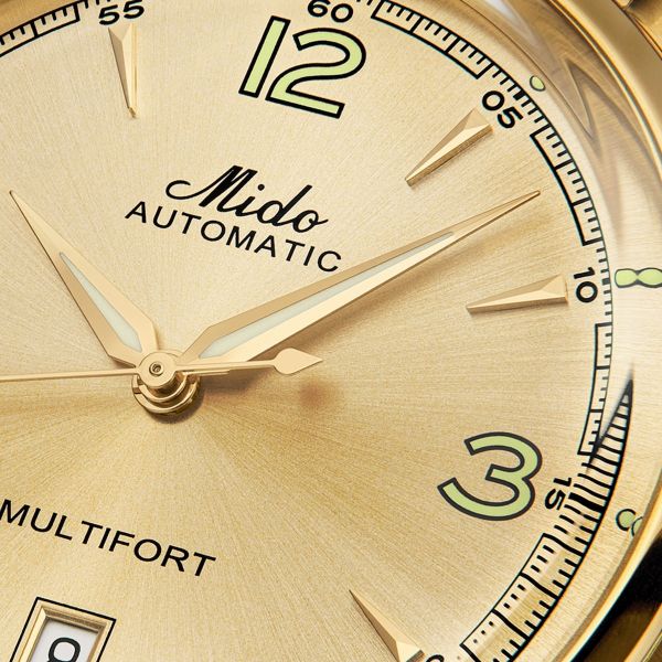 Montre Mido Multifort Powerwind 40mm Cadran Champagne Bracelet Acier inoxydable Or jaune