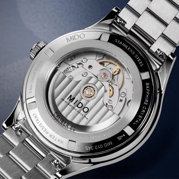 Montre Mido Multifort Powerwind 40mm Cadran Bleu Bracelet Acier inoxydable Gris