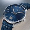 Montre Mido Commander Big Date 42mm Cadran Bleu Bracelet Tissu Bleu