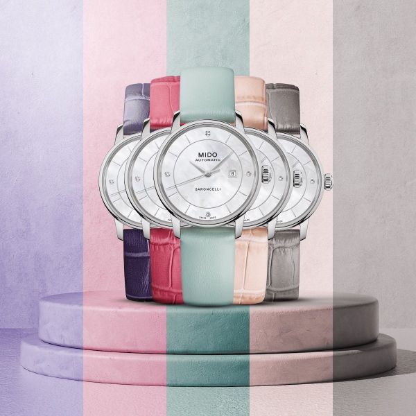 Montre Mido Baroncelli Signature Lady Colours 30mm Cadran Nacre Bracelet Cuir Violet