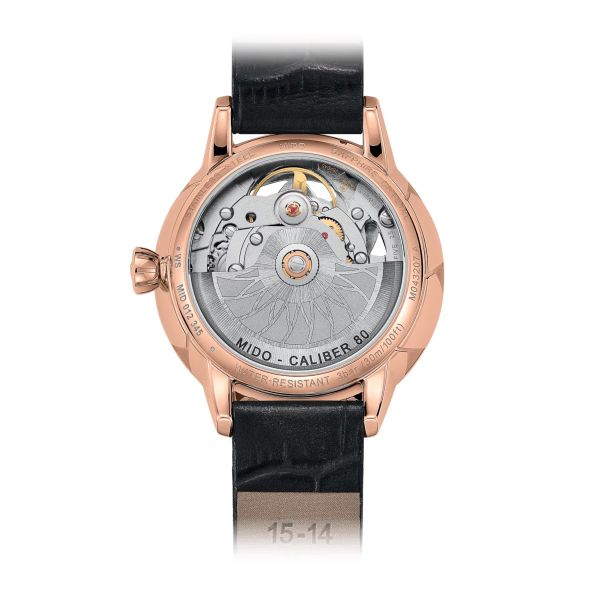 Montre Mido Rainflower Blossom 34mm Cadran Nacre blanche Bracelet Cuir Noir