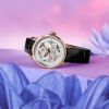 Montre Mido Rainflower Blossom 34mm Cadran Nacre blanche Bracelet Cuir Noir