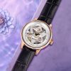 Montre Mido Rainflower Blossom 34mm Cadran Nacre blanche Bracelet Cuir Noir