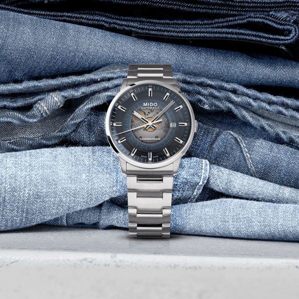 Montre Mido Commander Gradient 40mm Cadran Bleu Bracelet Acier inoxydable Gris