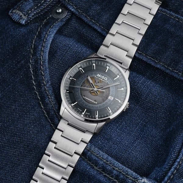 Montre Mido Commander Gradient 40mm Cadran Bleu Bracelet Acier inoxydable Gris