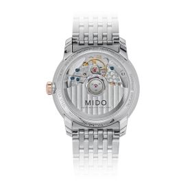 Montre Mido Baroncelli Heritage Lady 33mm Cadran Blanc Bracelet Acier inoxydable PVD rose