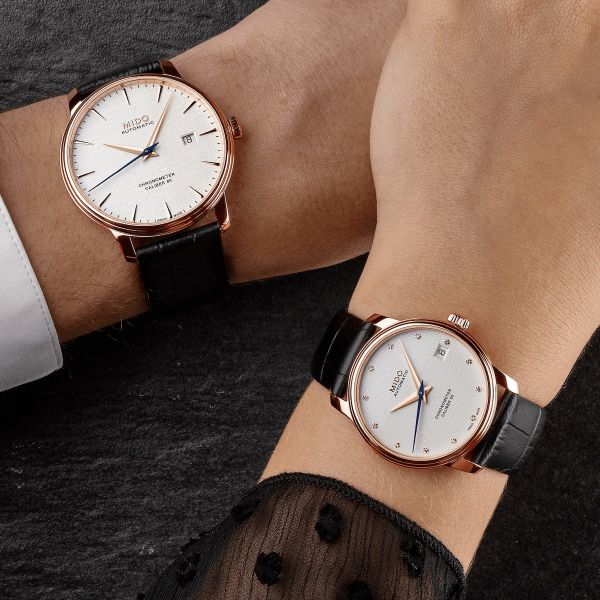 Montre Mido Baroncelli Chronometer 40mm Cadran Argent Bracelet Cuir Noir