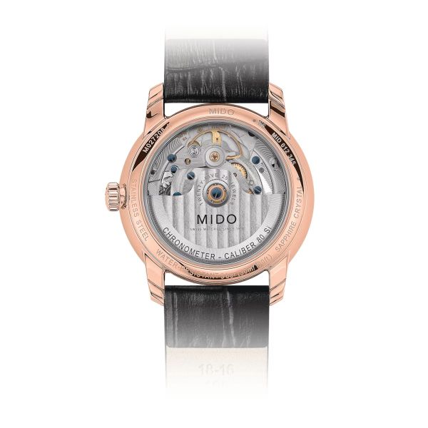 Montre Mido Baroncelli Chronometer 34mm Cadran Argent Bracelet Cuir Noir