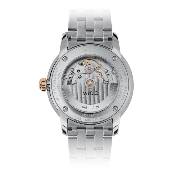 Montre Mido Baroncelli Signature 39mm Cadran Argent Bracelet Acier inoxydable PVD rose