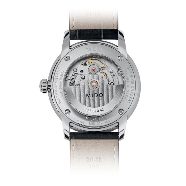 Montre Mido Baroncelli Signature 39mm Cadran Argent Bracelet Cuir Noir