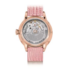 Montre Mido Rainflower 34mm Cadran Blanc Bracelet Cuir Rose