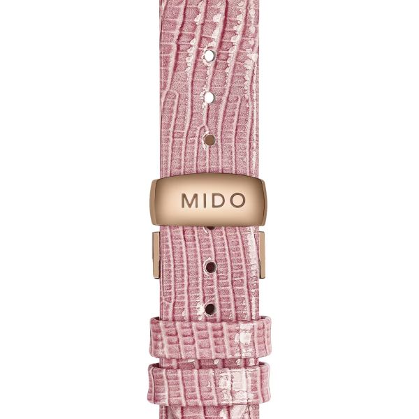 Montre Mido Rainflower 34mm Cadran Blanc Bracelet Cuir Rose