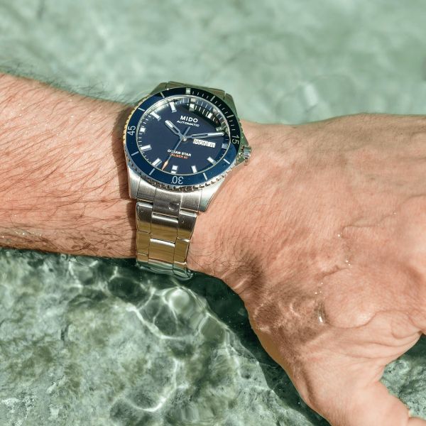 Montre Mido Ocean Star 200 42,5mm Cadran Bleu Bracelet Acier inoxydable Gris