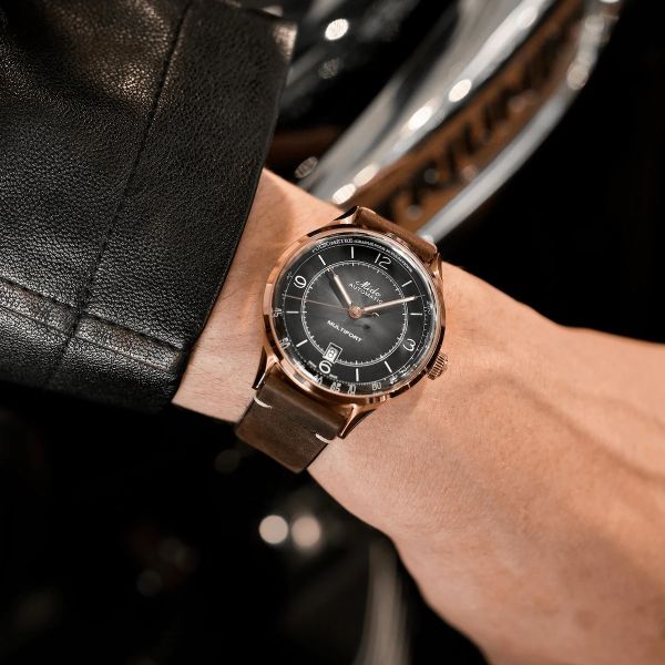 Montre Mido Multifort Patrimony 40mm Cadran Noir Bracelet Cuir Brun
