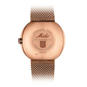 Montre Mido Commander Shade 37mm Cadran Argent Bracelet Acier inoxydable PVD rose